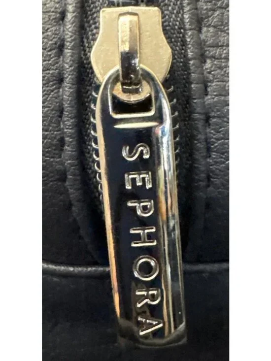 Sephora Blue Cosmetics Toiletry Travel Zipper Women's Makeup Men's Shaver Bag - Picture 5 of 7